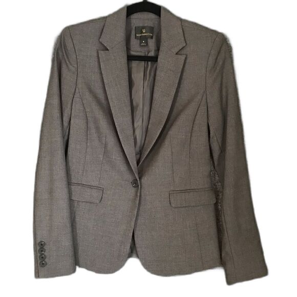 Worthington Blazer Women's Size 4 Grey One-Button Long Sleeve Front Pockets - Picture 1 of 12